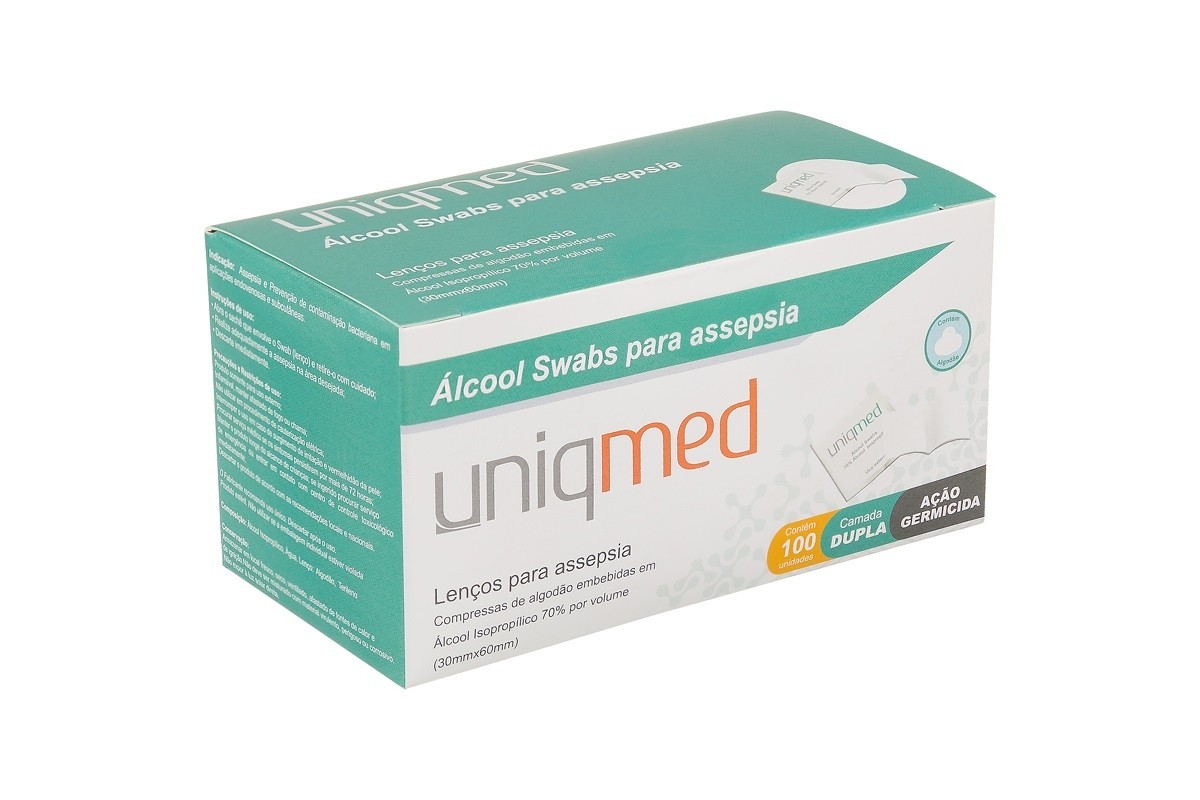 Álcool Swabs Para Assepsia C/100 - Uniqmed 