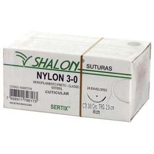 Fio de Sutura Nylon 3-0 com agulha 2,0cm Shalon