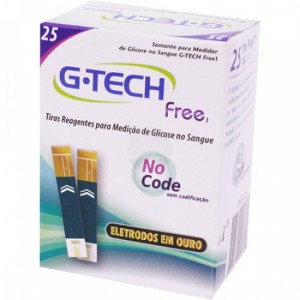 Tiras-teste para Teste de Glicemia c/ 25 Free G-Tech
